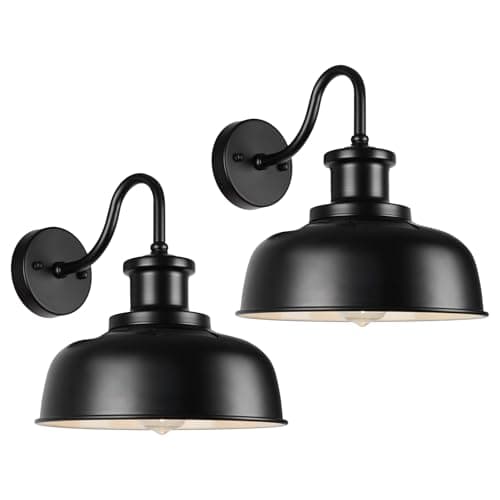 Diyel Solar Barn Lights for Outside, Outdoor Wall Lights Solar Powered, Farmhouse Exterior Wall Sconces, Industrial Exterior Lighting Fixture, Rustic Lantern for Garage, Barn, Shed,RZSR007-2