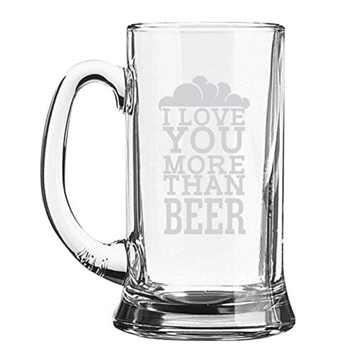 TheYaYaCafe Birthday Gifts Engraved Boyfriend (357ml) Beer Mug - I Love You More Than Beer