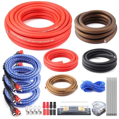 4 Gauge OFC AMP Wire Kit 2000 Watt Car Subwoofer Wiring Install kit for Amplifier Power,Radio and Speakers