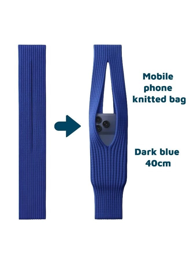 Knitted Stretch Phone Pocket Pouch with Short Strap, Universal Smartphone Handheld Sleeve, Lightweight Elastic Shockproof Phone Bag for Daily Travel Outdoor Gym Essentials