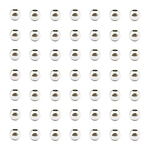 INSPIRELLE 100pcs 6mm LongLasting Silver Plated Brass Rondelle Beads Round Metal Loose Connector Beads Metal Spacer Smooth Beads for DIY Bracelet Jewelry Making