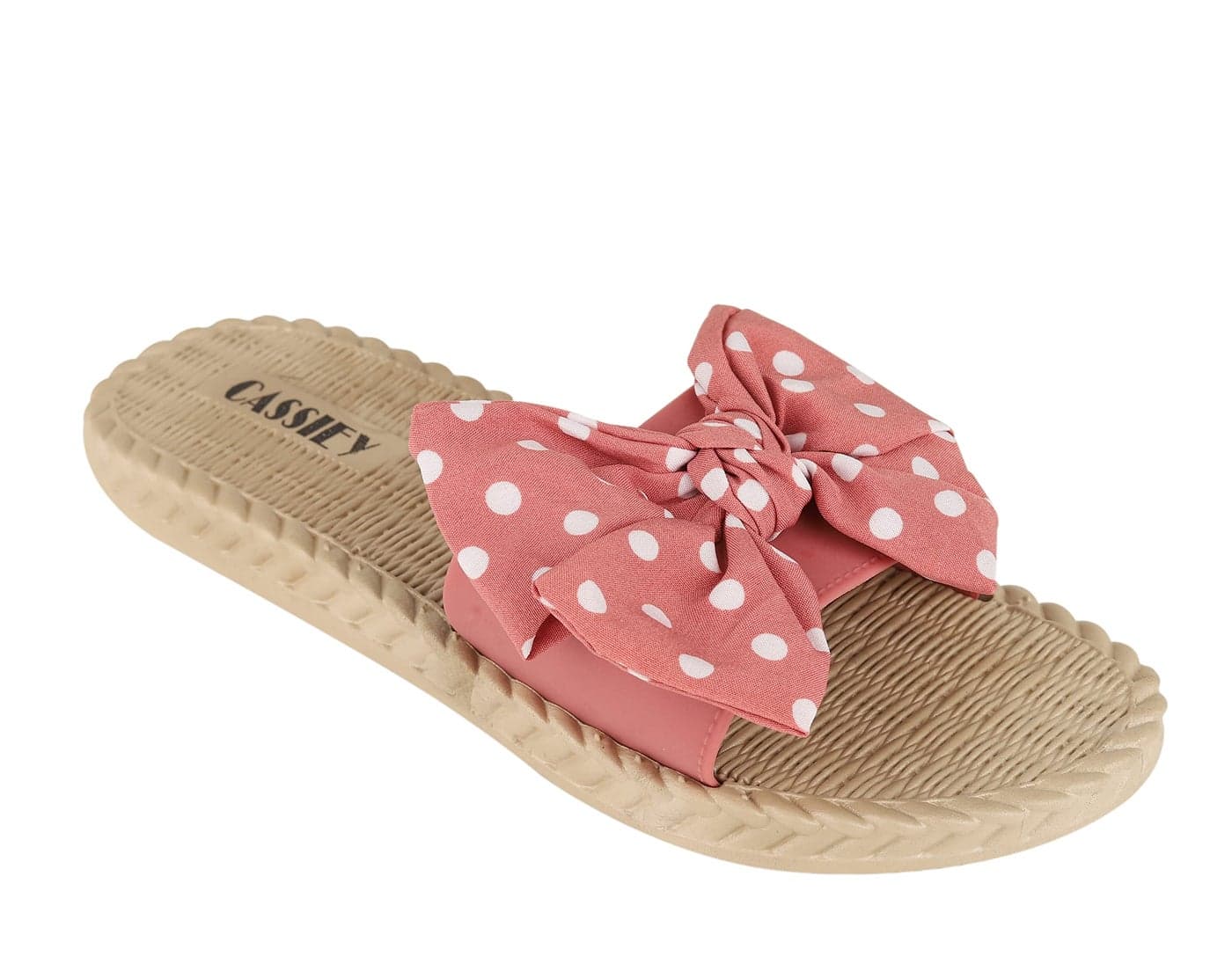 CASSIEY Slip-on Flat Sandal Slipper Solid Open Toe Flats For Women's And Girls Pink - 4 UK
