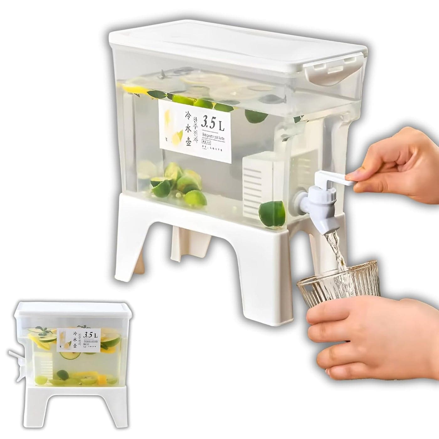 HoopVool Drink Dispenser with Removable Stand 35L Refrigerator Water Jug Cold Kettle Fridge Water Jug Cold Kettle for Iced Coffee Lemonade 1