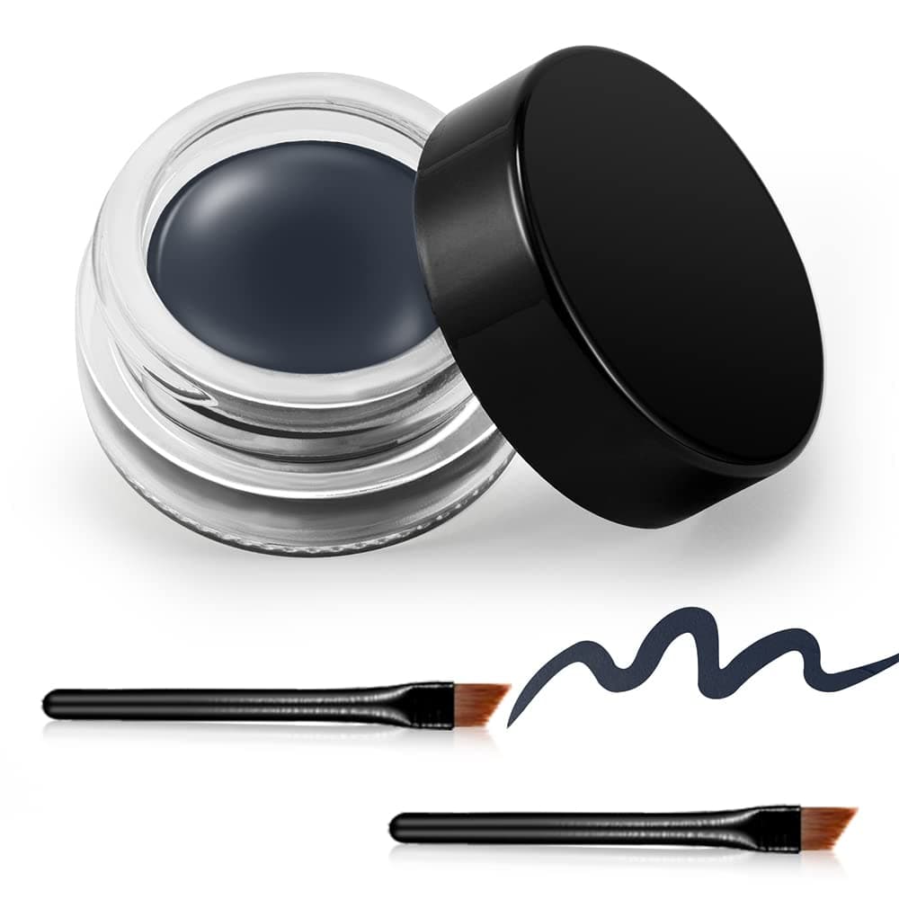 Erinde Dark Gray Gel Eyeliner Waterproof Cream Eyeliner Gel Pot HighIntensity Pigments Long Lasting SmudgeProof Eye Liner Halloween Makeup Waterline Matte Eye Liner with 2PCS Brush 08 Dark Gray
