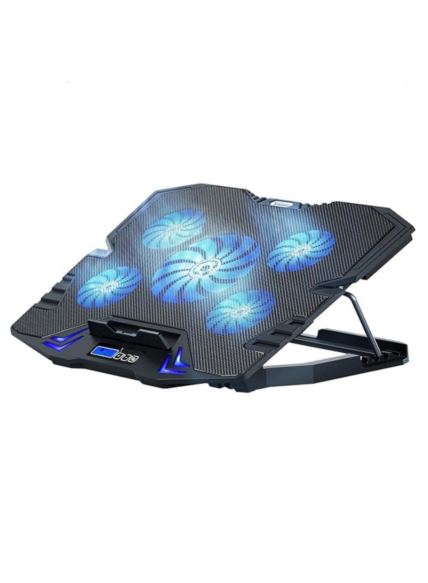 12-15.6 Inch Laptop Cooling Pad with 5 High Speed Cooling Fans Gaming Notebook Cooler Stand Adjustable Height Quiet Operation Non-Slip Baffle 6 Wind Speeds 3 Fan Modes for Laptop Xbox PS4 Network Device