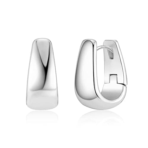 925 Sterling Silver Earrings Small Chunky Silver Earrings for Women Small Hoop Earrings Silver Hypoallergenic Small Thick Huggie Hoops Earing for Women Trendy