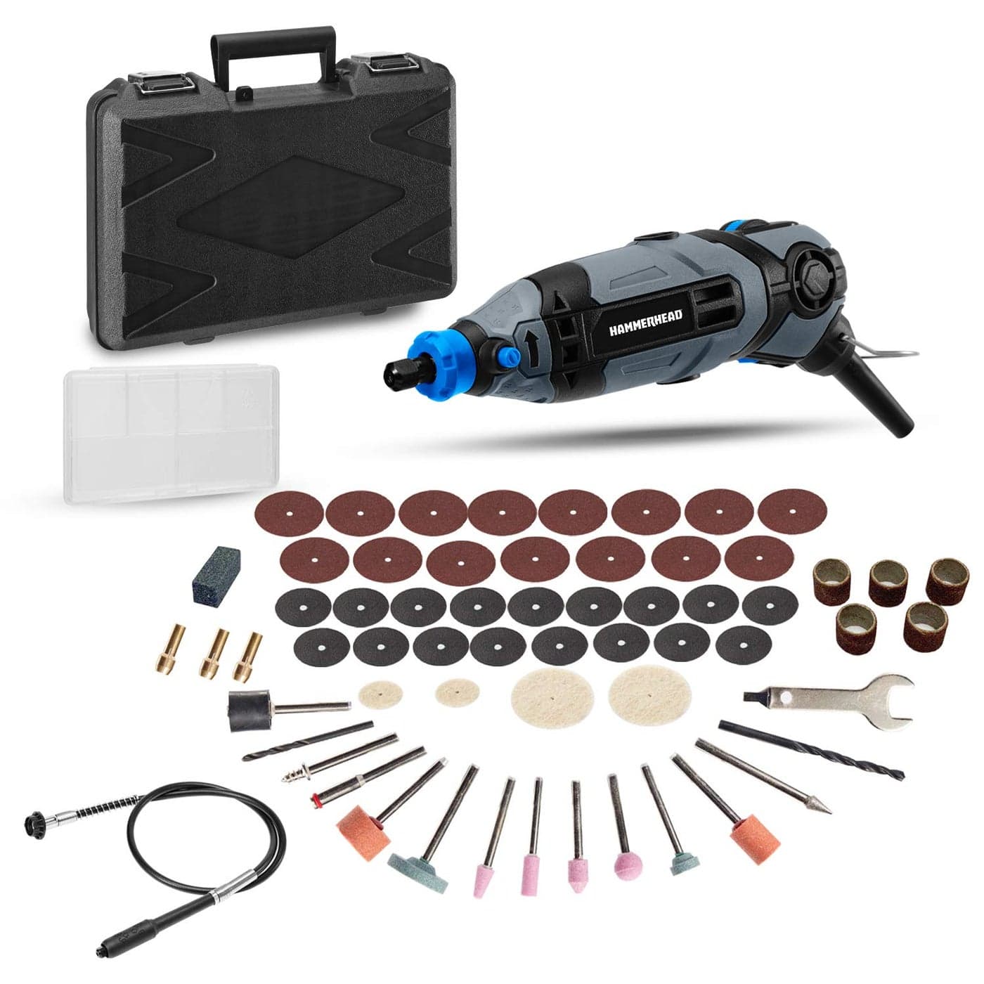 Hammerhead 12Amp Rotary Tool with 62 Accessory Attachments and Carrying Case HART012
