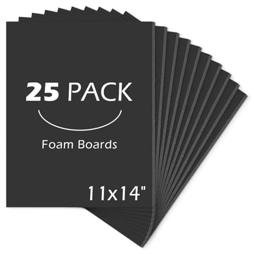 Mat Board Center, Pack of 25 Foam Boards (Black Color, 11x14 3/16")