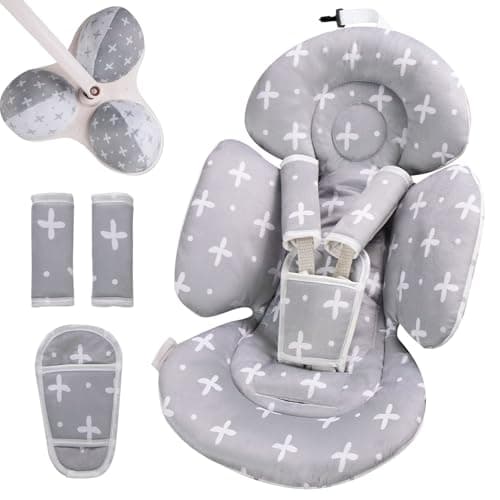 Sweetwavet Infant Insert Compatible with 4moms Mamaroo Swing and Infant Carseat Including 3 Replacement Balls Reversible Newborn Insert for Baby Swing Stroller Bouncer Soft Fabric Gray