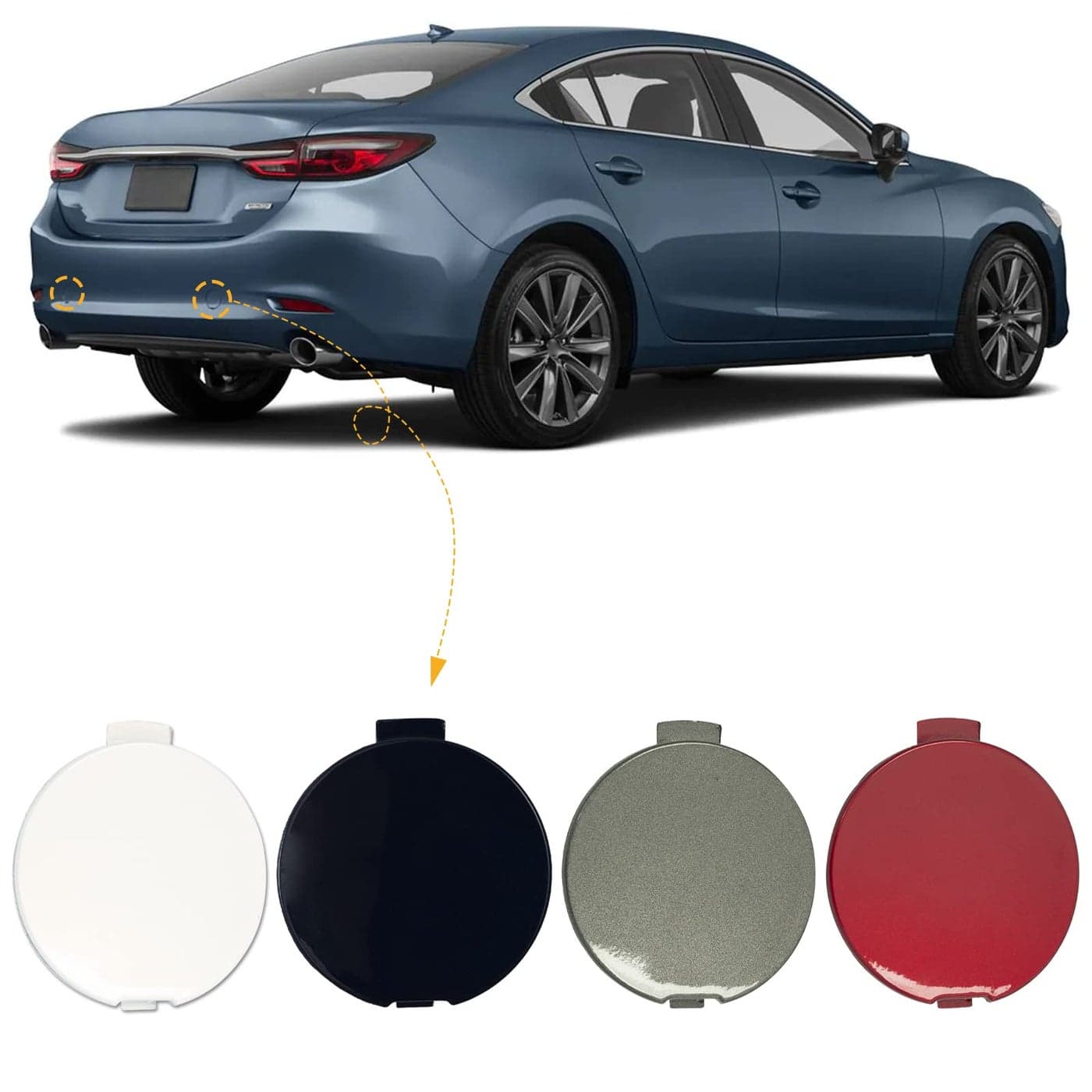 CZShiYue Rear Bumper Tow Hook Cover Towing Eye Cap Fit for Mazda 6 Atenza 20182021 GSH750EL1BB GSH750EK1BB White Left Driver Side Xinpinsai