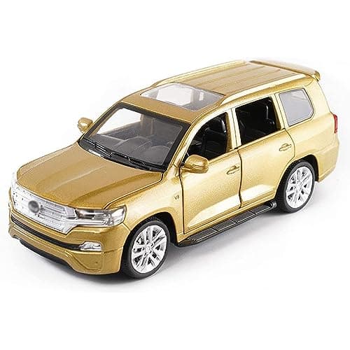DEUSON ECOM 1:32 Scale Land Cruiser Toy Car for Kids Die Cast Metal Toy Cars with Light Sound Pullback with Openable Door Car, Gold