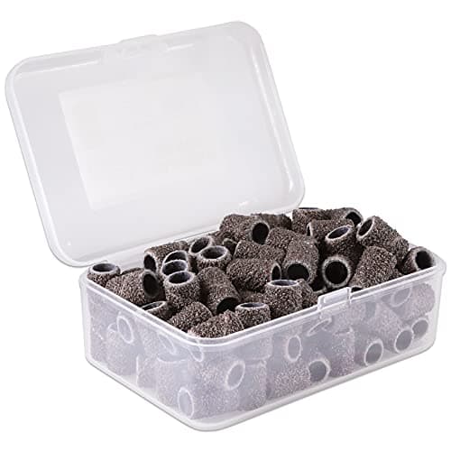 PANA 100 Pieces Nail Sanding Bands Professional Nail Manicure Great Fit for Nail Drill Bits for Acrylic Nails (60 Grit, Brown)