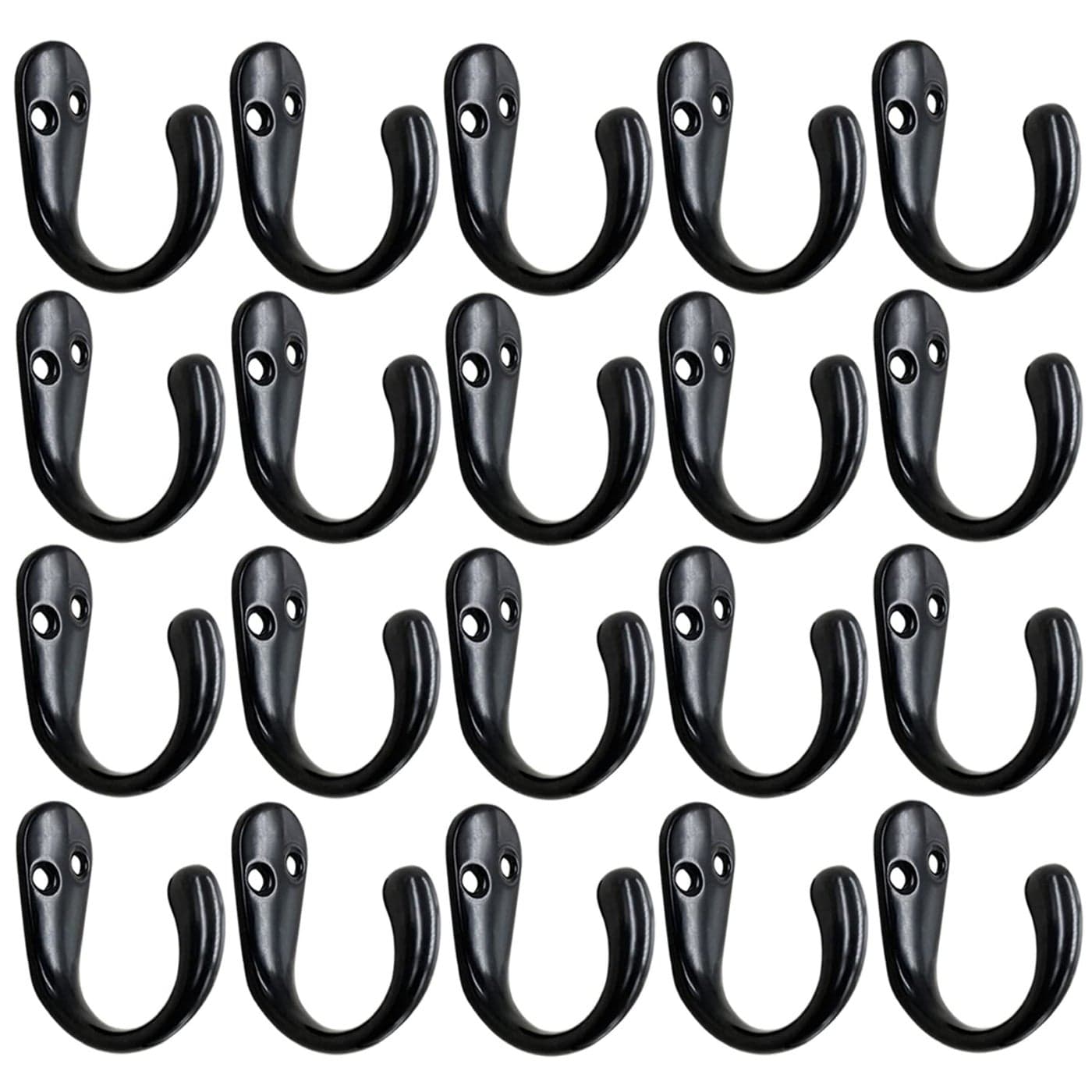 Gutapo Coffee Cup Hooks 20pcs Black Hooks Door Wall Closet Mounted Single Hook Hangers for Robe Coat with 46pcs Screws