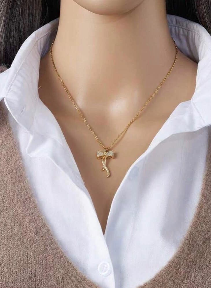 Elegant Stainless Steel 18k Gold Plated Necklace For Women