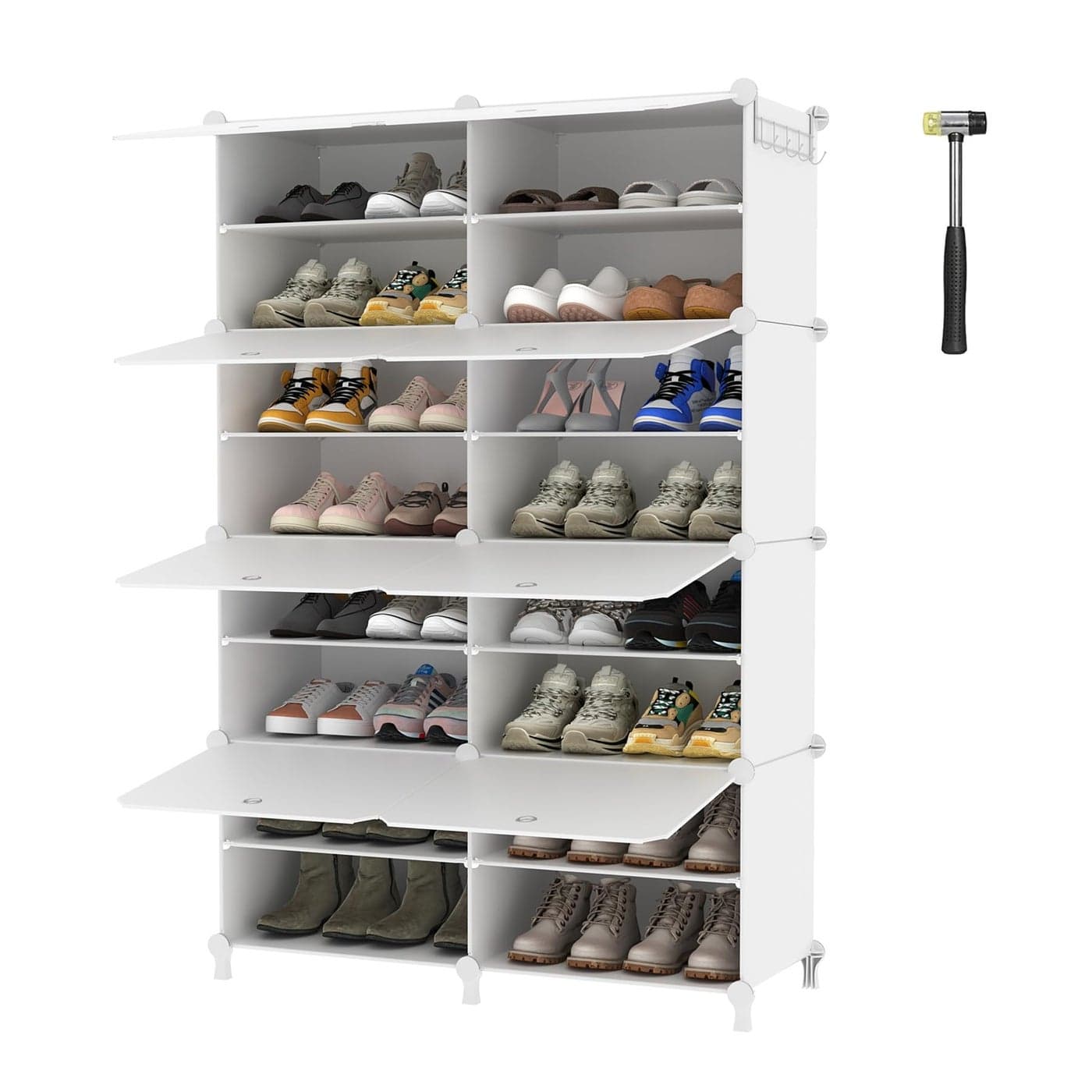 AWTATOS Shoe Rack 8 Tier Shoe Storage Cabinet with Door 32 Pair Shoe Organizer Shelves for Closet Hallway Bedroom Entryway White