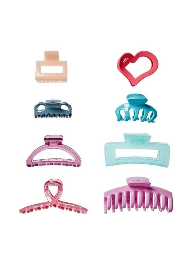 Scunci 8 piece claw clips set - claw clips for thick hair - hair accessories for women - Pastel Colors