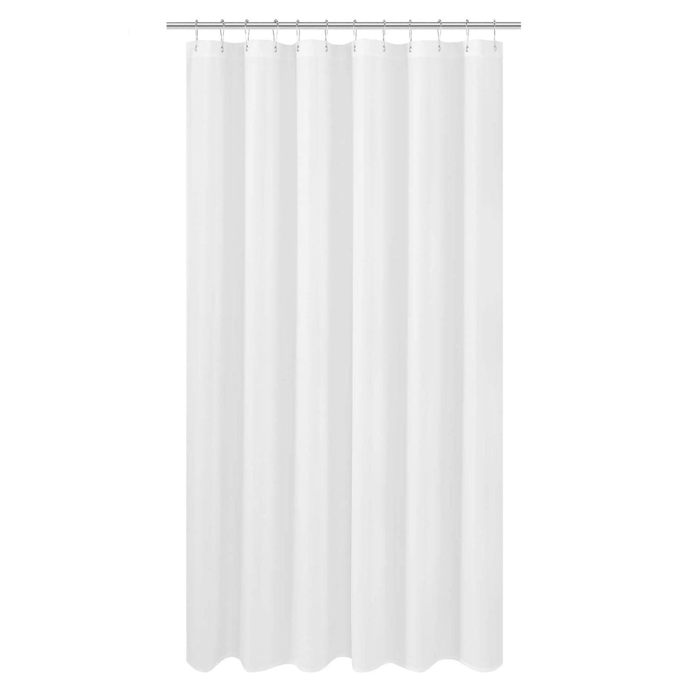 NY HOME Extra Long Fabric Shower Curtain or Liner 72 x 92 inch Hotel Quality Washable White Bathroom Curtains with Grommets 72x92