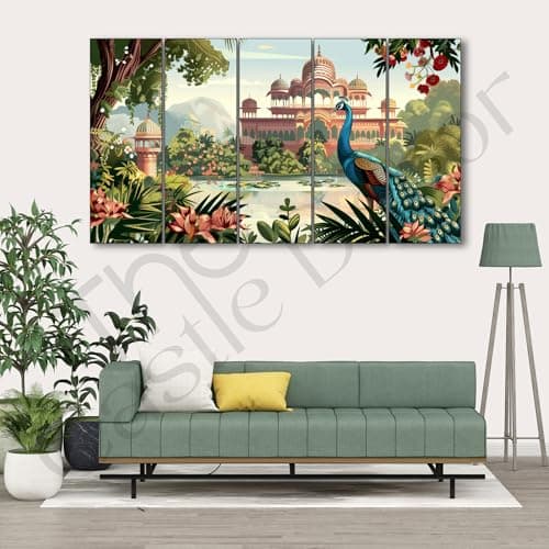 The Castle Decor Pichwai Madhubani art painting with frame Big Size 27x48 Wall art for living room,Bedroom,Drawing room,Hotels-Wooden Framed-701