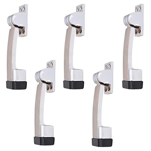 Atom Door Stopper | Kickdown Door Stop with One Touch | Adjustable Height & Rubber Tip 1.5 Inches, Door Stops (CPSS Finish, DS001), Pack of 5