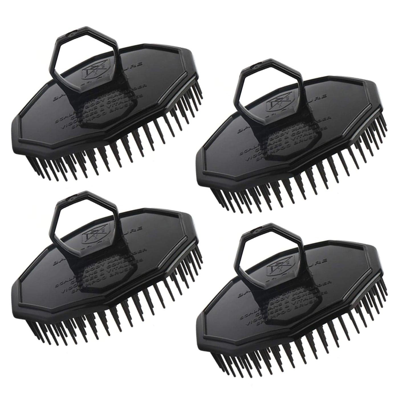 Scalp Massage Shampoo Brush Segbeauty 4pcs Massage Hair Brushes Floriated Shower Comb for Deep Cleaning Hair Mens Hand Brush Growth Beard Brush Pet Grooming Brushes BlackRinged Handle