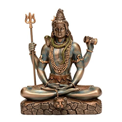 Idol Collections Dattatreya a Sitting with 4 Arms & Triple Mala Showpiece 6 Inch ed Bronze Multi Colour Medium Resin
