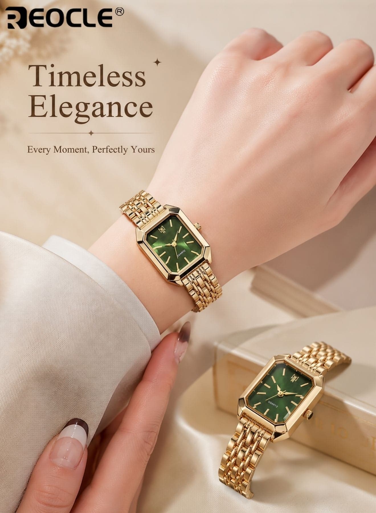 Women's Business Rectangle Quartz Watch High-Precision Quartz Movement Fancy Timepiece Elegant Watch Design Alloy Case Wrist Watch for Daily Wear