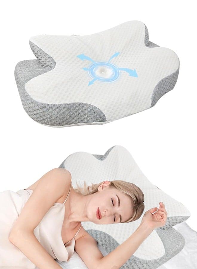 Cervical Pillow for Sleeping, Memory Foam Pillow for Shoulder and Neck Pain Relief, Ergonomic Contour Pillow, Suitable for Side, Back, and Stomach Sleeping, 23*15*5 Inch