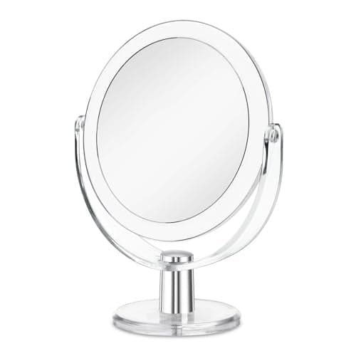 CLSEVXY Vanity Makeup Mirror with Stand, 1X/15X Magnification Double Sided 360 Degree Swivel, Portable Table Desk Counter top Magnifying Mirror, Tabletop Bathroom Shaving Mirror, 6.25 Inch