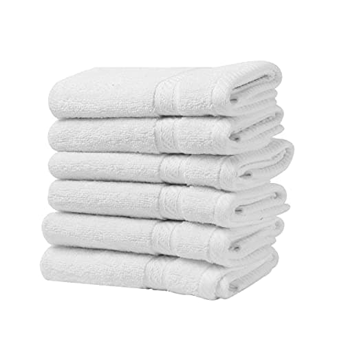 FRESH FROM LOOM Cotton Face Towel 500 GSM, Size - 12x12 inch (Set of 6 pc White)