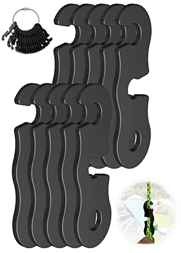 Rope Tensioner Aluminum Alloy Camping Tent Guyline Cord Adjuster Camping of Gear for Camping Hiking Backpacking Ultralight Tent Stakes Guy Lines Black 10 Pack