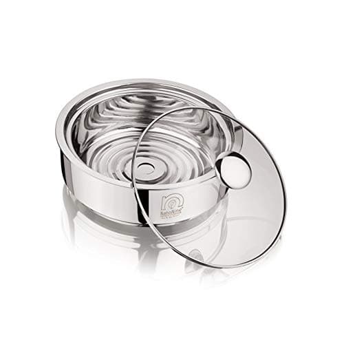 NanoNine Stainless Steel Pot with Coaster and Lid - 800ml, Silver
