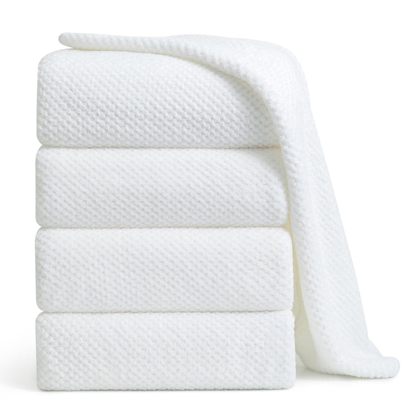 Smuge Bath Towel Set 4Piece 35x70 Inches Extra Large Microfiber Bath Towels Quick Dry Lightweight Soft Highly Absorbent White