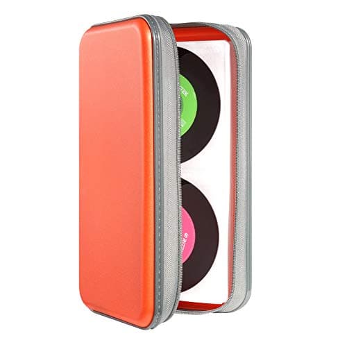 UENTIP 96 Capacity CD Case,Portable DVD Hard Plastic Case Holder CD Organizer Wallet Protective DVD Storage (96, Orange)