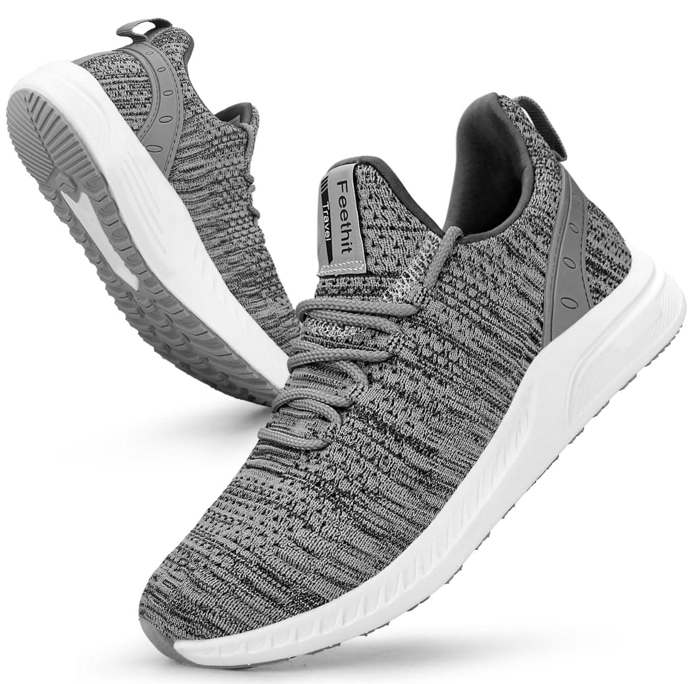 Feethit Womens Running Shoes Walking Tennis Shoes Breathable Lightweight Gym Sneakers for Travel Gym Work Woman Waitress Nurse Light Grey 5.5