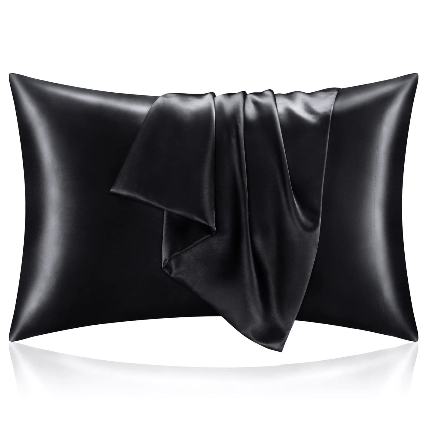 BEDELITE Satin Pillowcase for Hair and Skin Super Soft and Cooling Similar to Silk Pillow Cases 2 Pack with Envelope Closure Gift for Women Men20x26 Standard Size Black