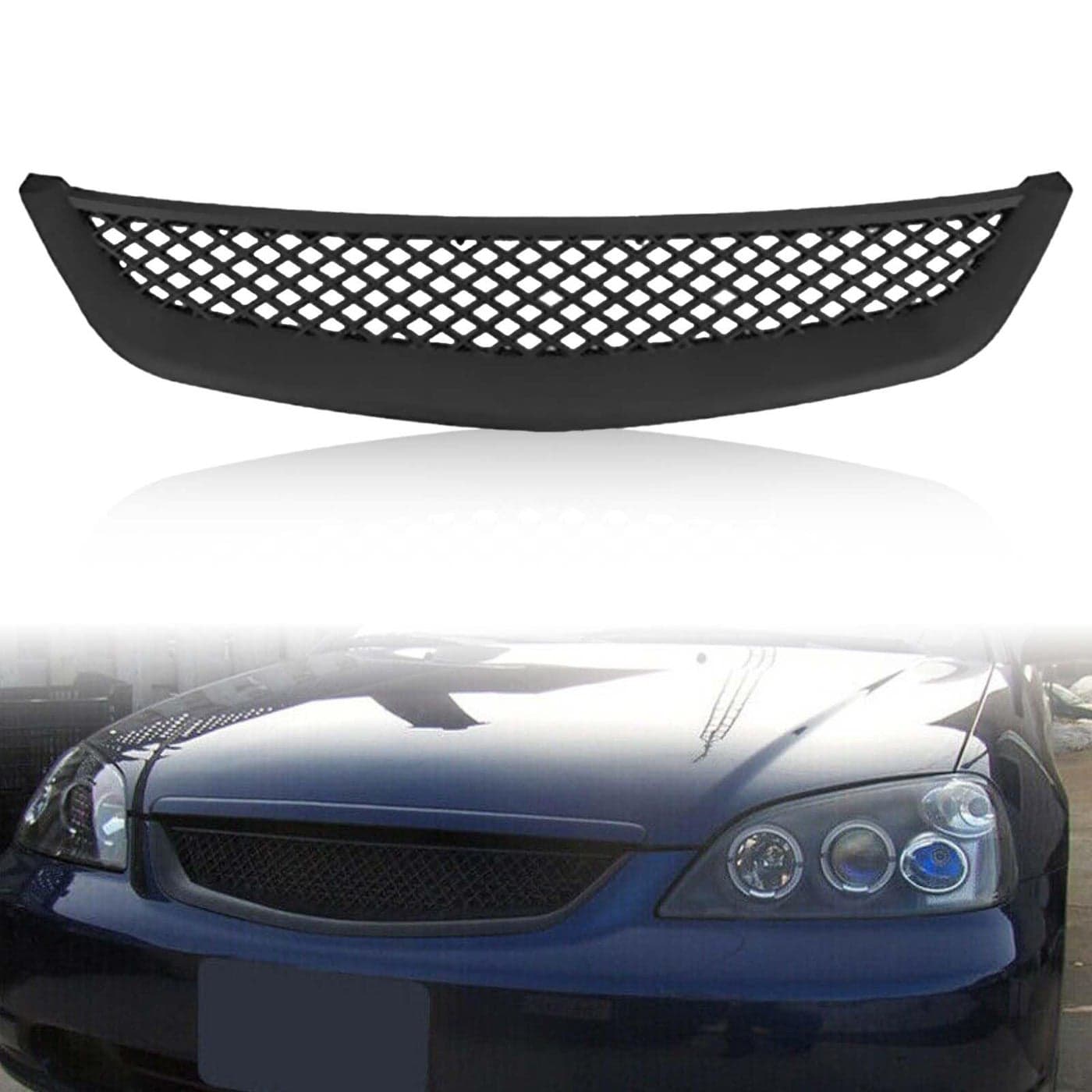 Kspeed Black Mesh Grille Fit 2001 2002 2003 for Civic CoupeSedanJDM Type Front Bumper Grill Guard Replacement Part