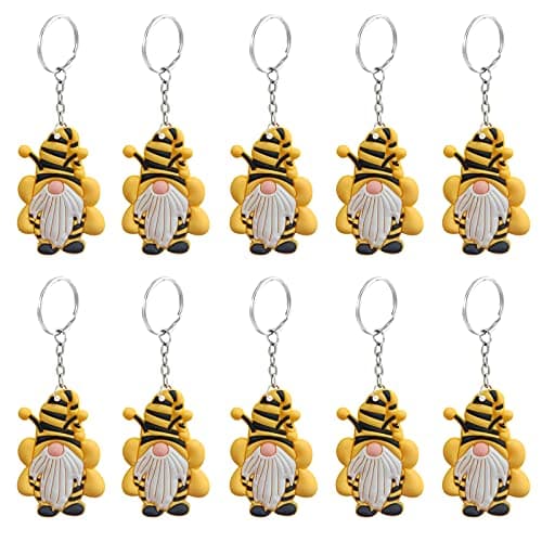 Mirabuy 20 Pcs Bee Gnome Keychains for Bee Themed Baby Shower Party Favors, Birthday Party Favors, Party Return Gifts, Party Bag Fillers