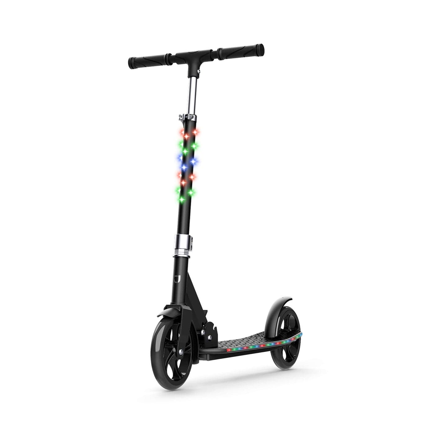 Jetson Scooters Jupiter Jumbo Kick Scooter Black Collapsible Portable Kids Push Scooter Lightweight Folding Design with Big Wheels and High Visibility RGB Light Up LEDs on Stem and Deck
