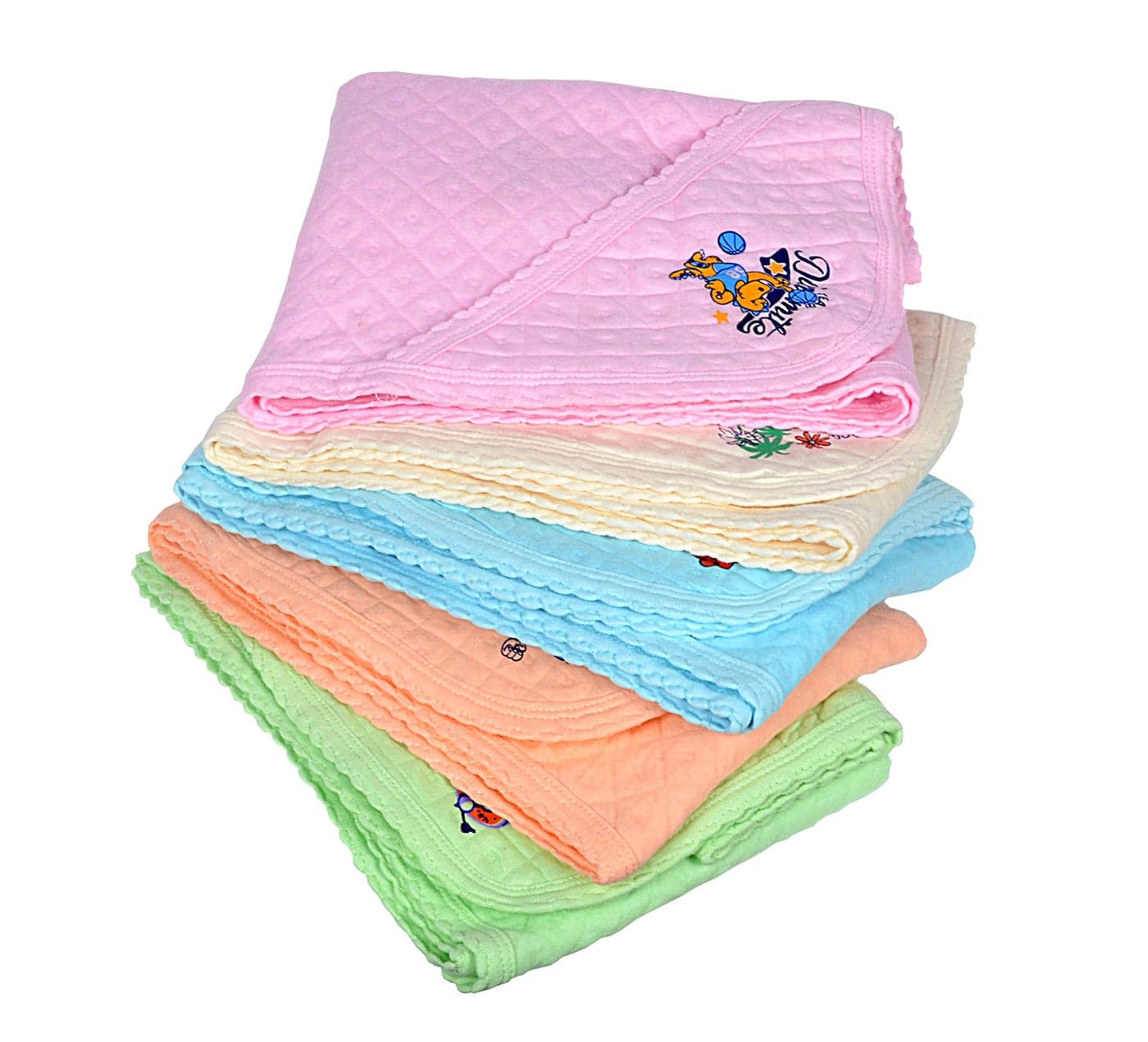 Sathiyas 100% Soft Cotton Baby Hooded Towels - Pack of 5, Multicolor