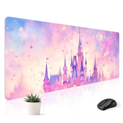 Stanoha Mousepad Desk Mat Gaming Large Keyboard Cute Office Desktop Computer Laptop Castle XXL Long Giant Big Kawaii Aesthetic Girly Pretty Design Women Girl Gamer Oversized Wide 30x12 Mousepad
