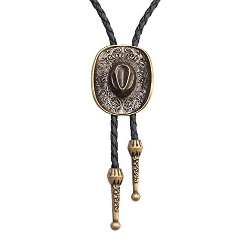 Jeilwiy Bolo Ties Western Cowboy Necktie Men's Bolo Ties Gold Western Cowboy Tie American Bolo Tie Accessories Cowboy Necklace for Women Men