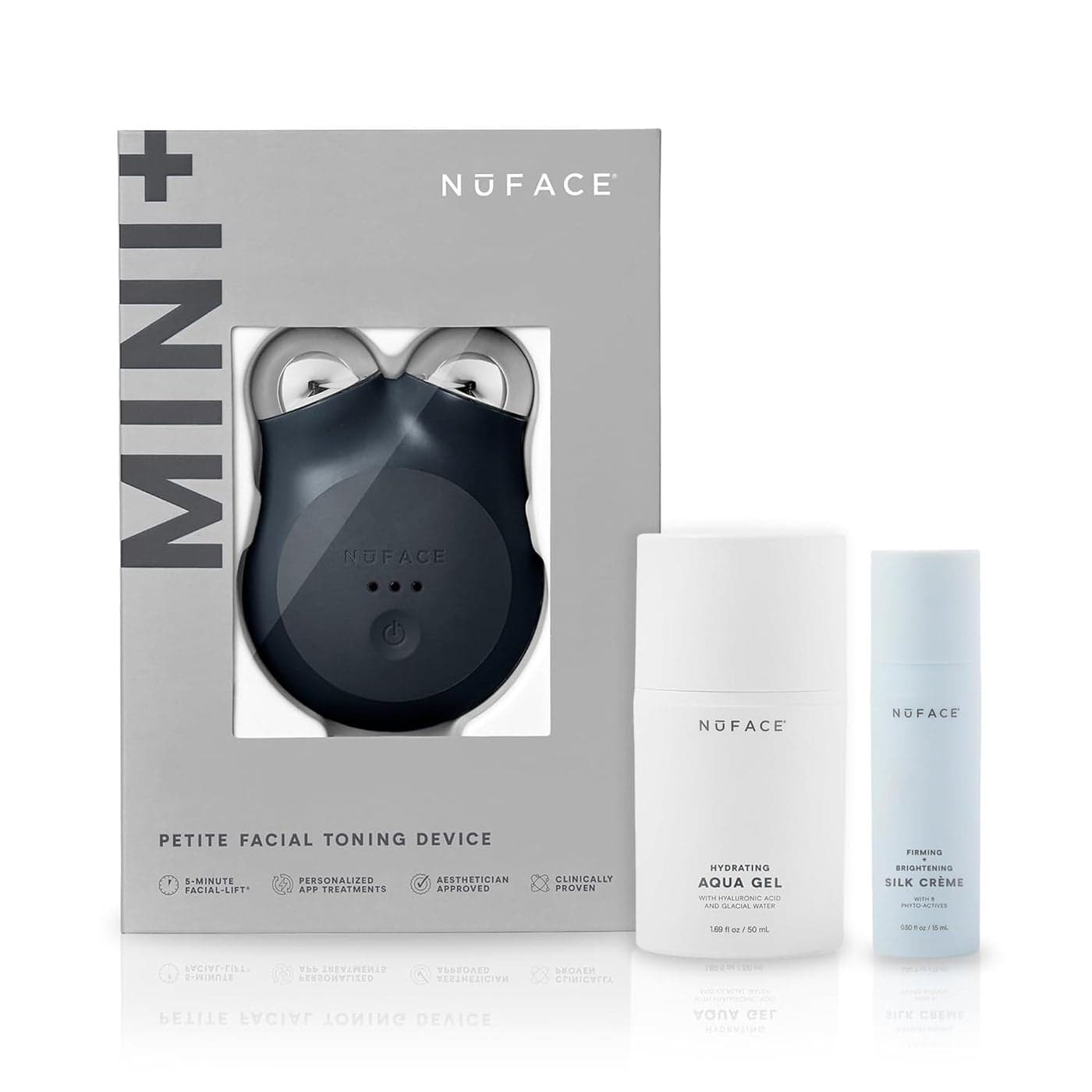 NuFACE MINI Microcurrent Facial Device Kit FDA Cleared Face Sculpting Skin Tightening Device to Contour Lift Tone Microcurrent Gel Activator Silk Creme Midnight Black