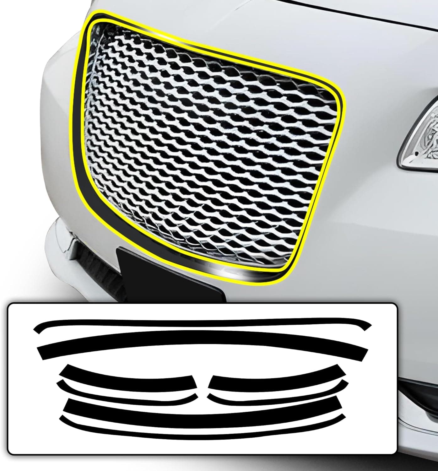BOGAR TECH DESIGNS Middle Front Chrome Delete Overlay for Chrysler 300 (2015-2023) - Gloss Black