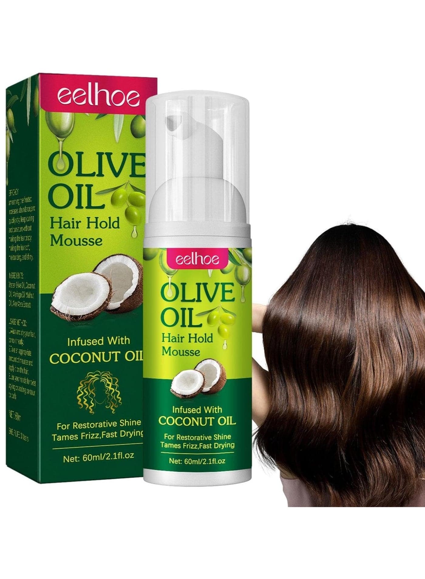Eelhoe Olive Oil Hair Sculpting Mousse Professional Curly Hair Styling Cream Fluffy Moisturizing Women Hair Care Mousse Moisturizing Olive Oil Hair Styling Mousse Hair Foam Mousse For Long Lasting Frizz Control