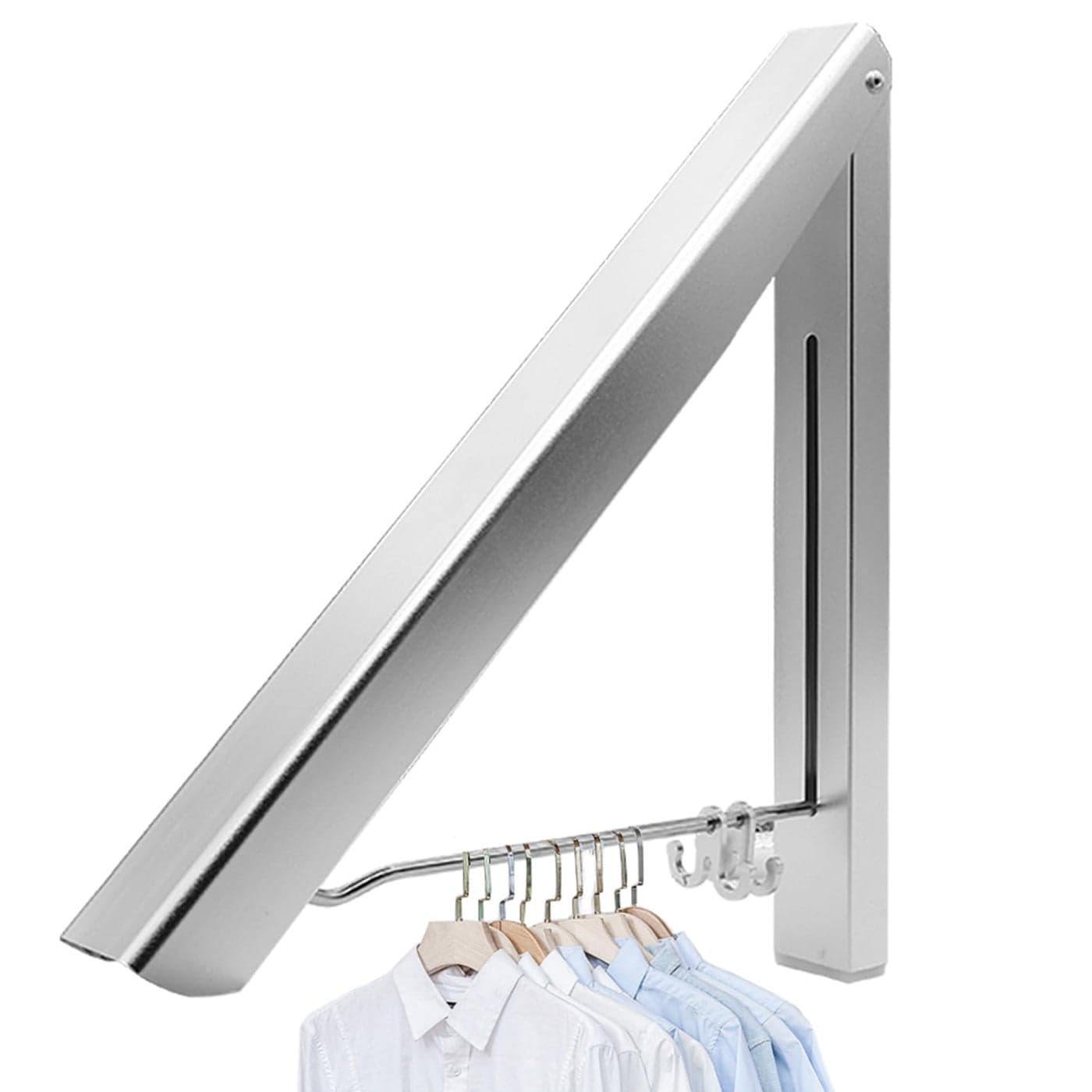 IN VACUUM Drying Racks for Laundry Foldable Retractable Clothes Folding Indoor Aluminium Home Storage Organizer Wall Hanger for Clothes 1 Racks Silver