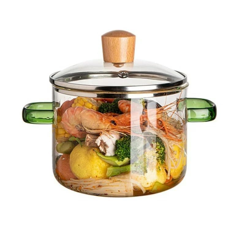 Bellemax 1200ML Glass Casserole Deep Round - Oven and Microwave Safe Serving Bowl with Glass Lid (1200ML - Handel, Set of 1)