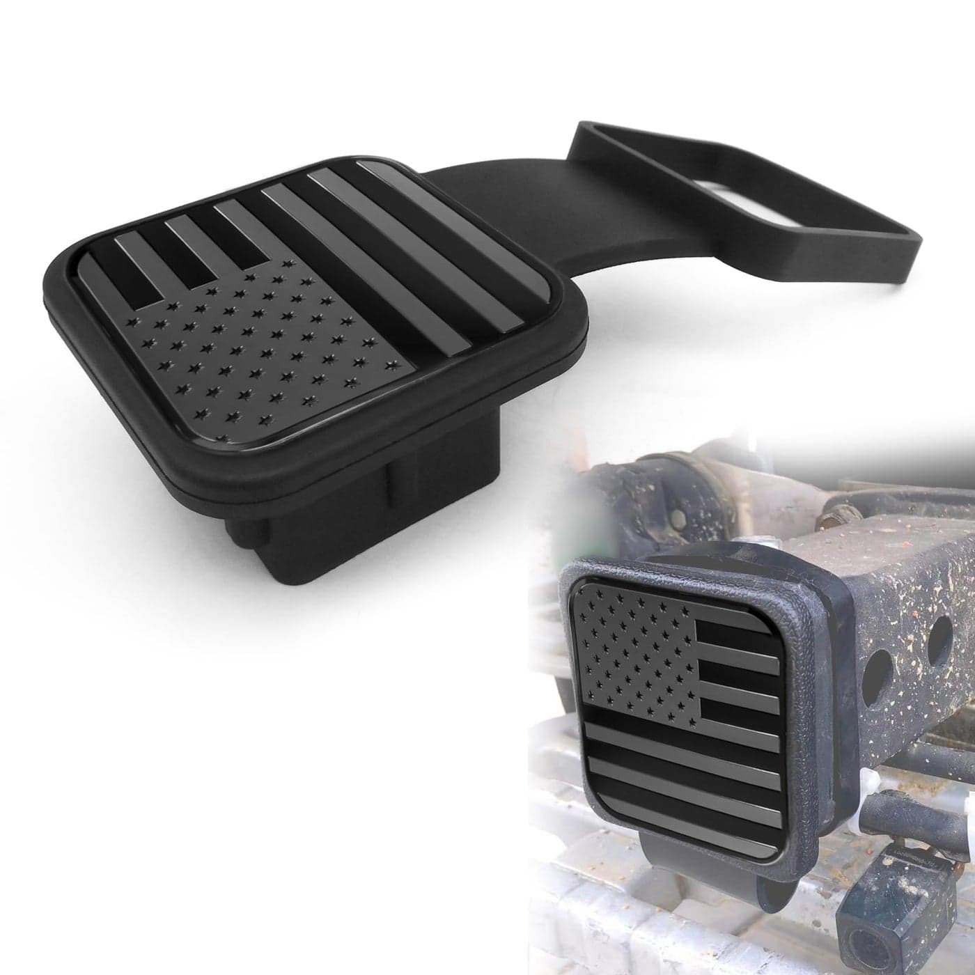 Trailer Hitch Cover Trailer Hook DustProof Plug Square Mouth Protection Cover Tow Hitch Covers Plug Insert Receiver Tube Cover Cap Fit for 2 Inch Hitch Receivers Black