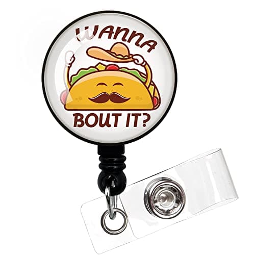 Wanna Bout It,Funny Badge Reel,Retractable ID Card Badge Holder with Alligator Clip,Speech Language Pathologist Badge,SLP Gift,Speech Therapist Badge,Medical MD RN Nurse Badge ID
