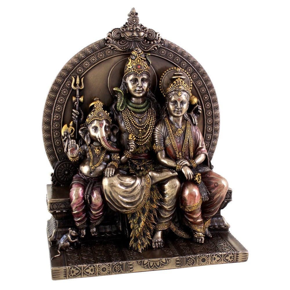 CraftVatika Lord Shiva Family Idol God Figurine Ganesh Parvati Shiv Statue Decor Gift Item Name aka Title Resin brown