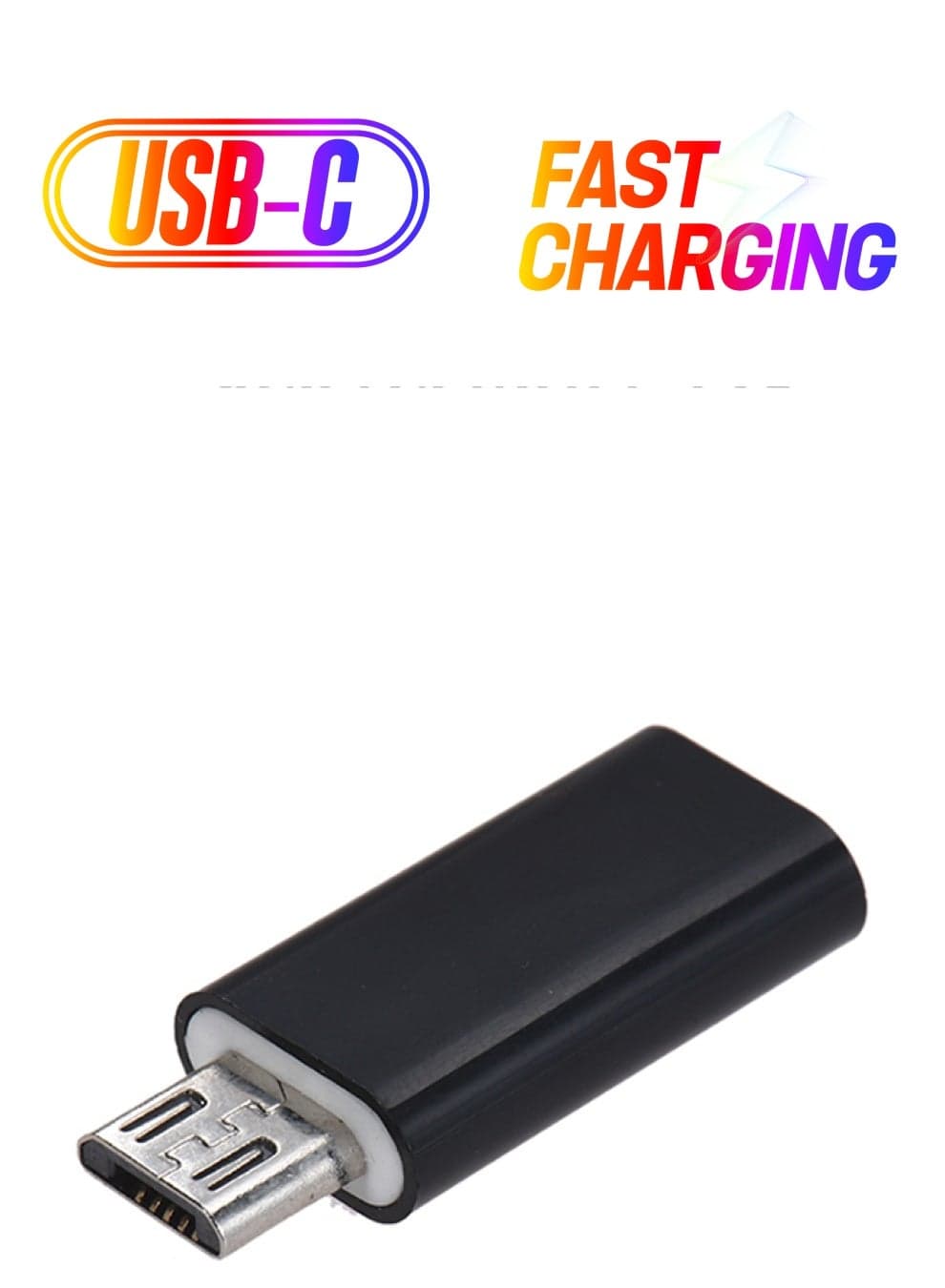 Type-C USB-C Female To Micro USB Male Sync Data Converter Black